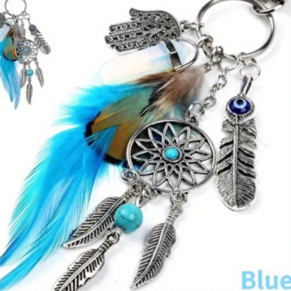 Accessories - Bohemian Blue Dream Catcher Keychain.